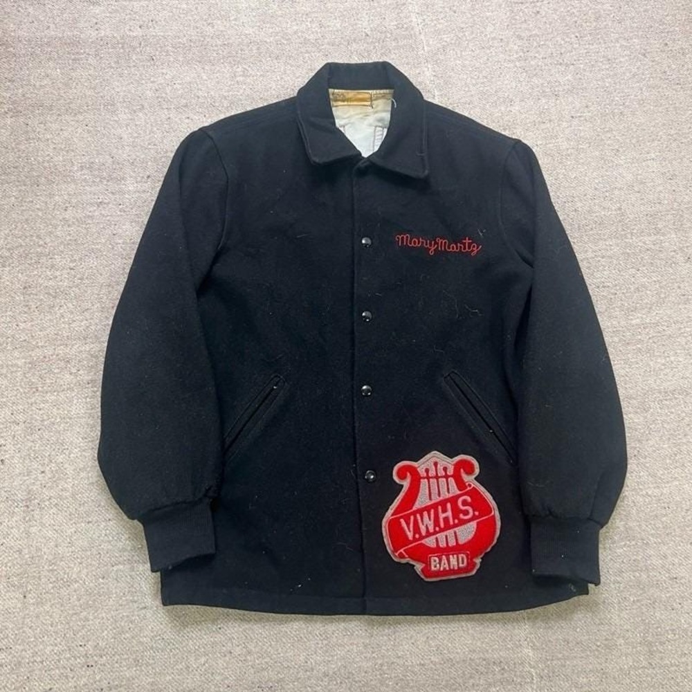 Vintage Holloway Band Jacket Mens Large Black 1950s USA Van Vert High School USA